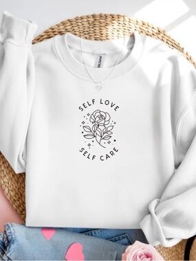 Self Love Self Care Sweatshirt Mental Health Crewneck Floral Gifts